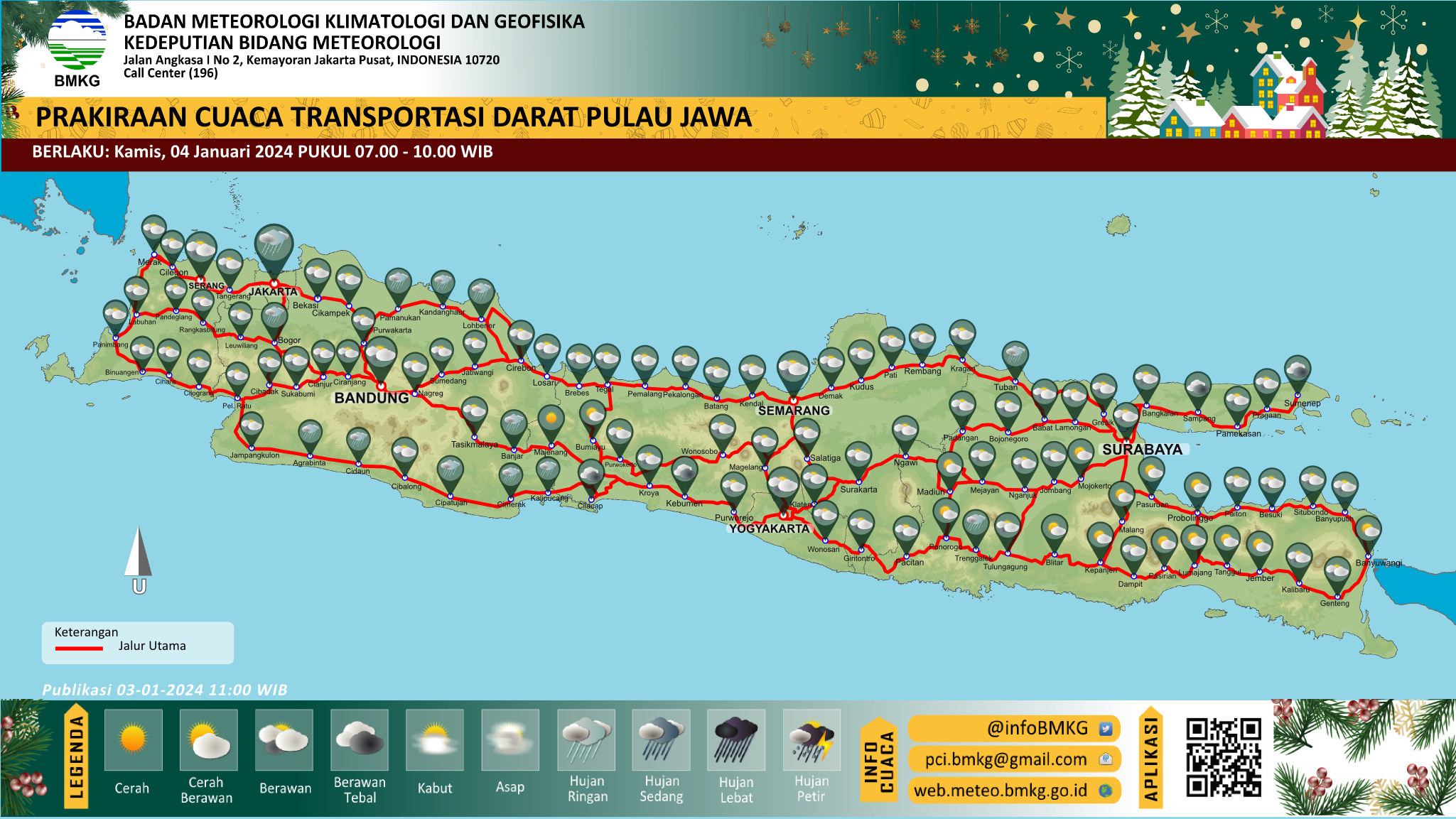 Prakiraan cuaca posko lebaran Pulau Jawa