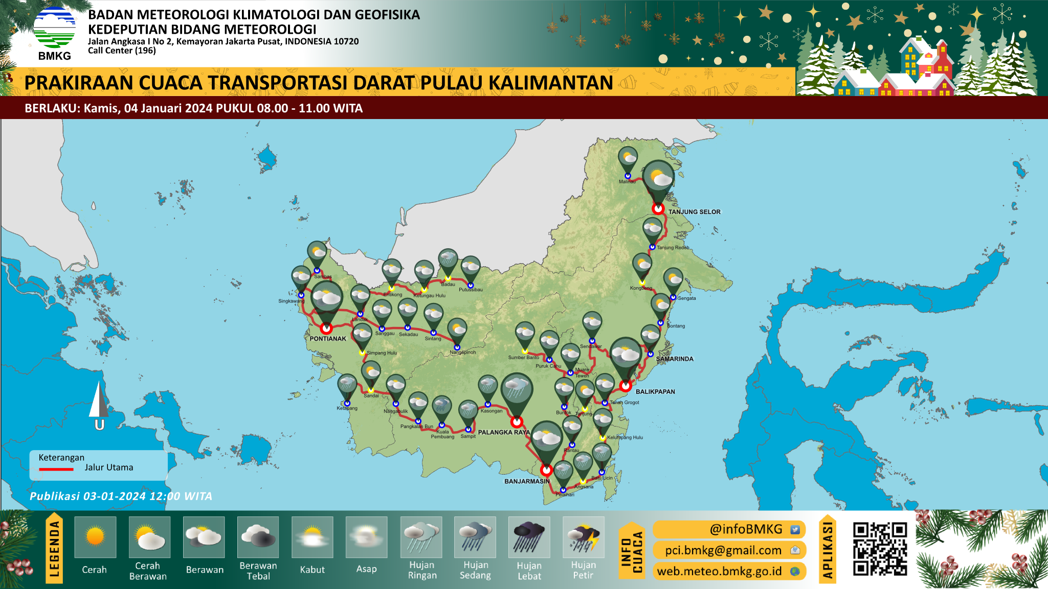Prakiraan cuaca posko lebaran Pulau Kalimantan