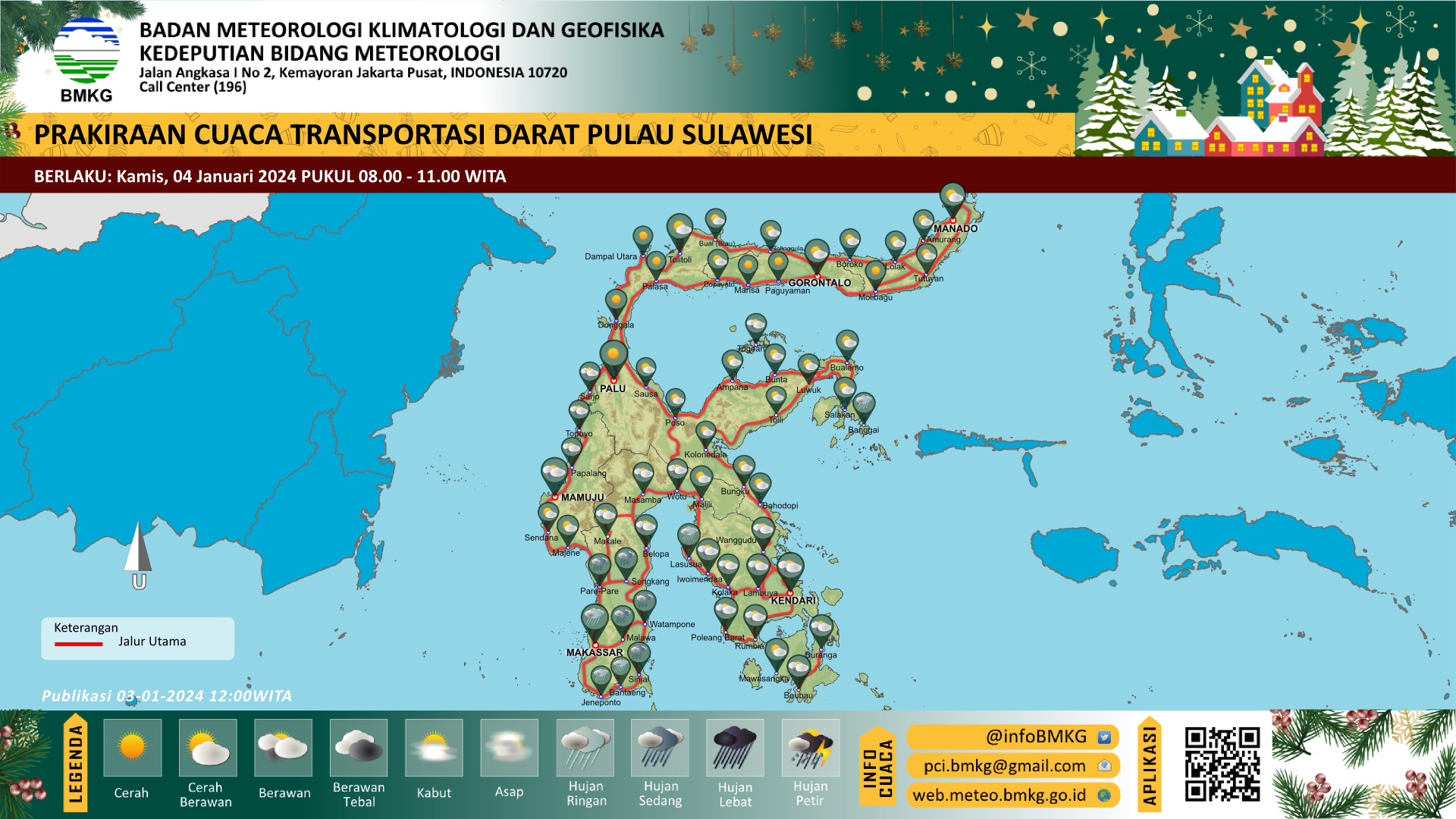 Prakiraan cuaca posko lebaran Pulau Sulawesi