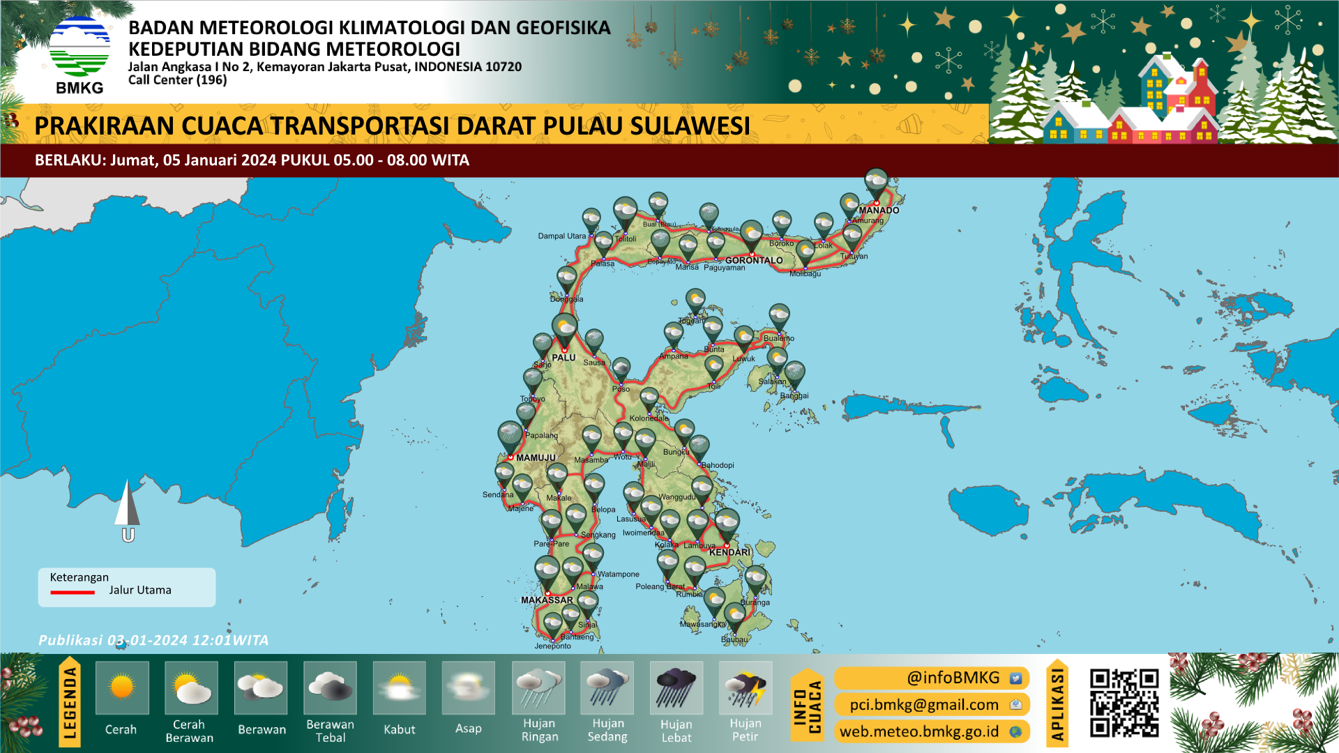 Prakiraan cuaca posko lebaran Pulau Sulawesi