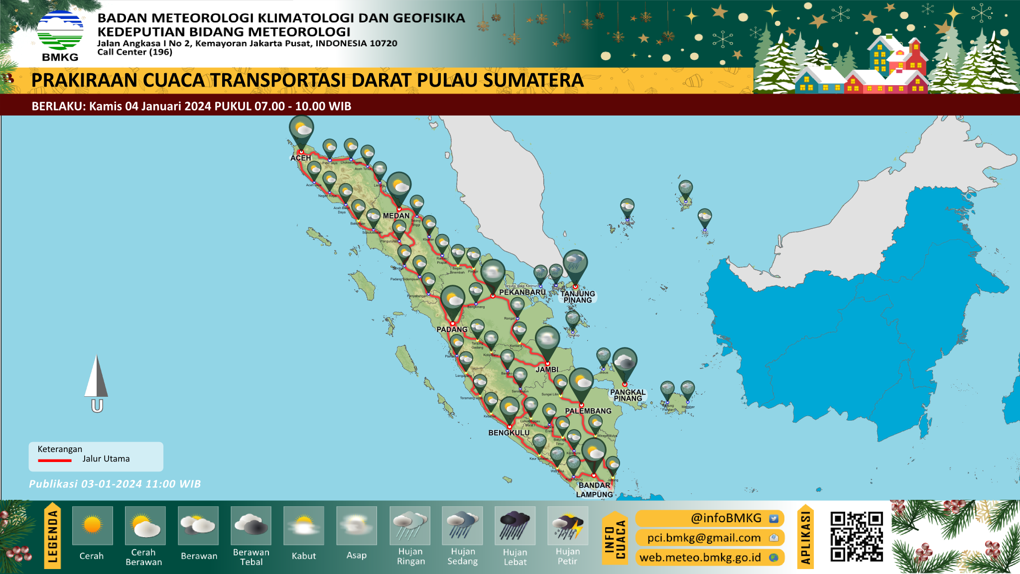 Prakiraan cuaca posko lebaran Pulau Sumatera